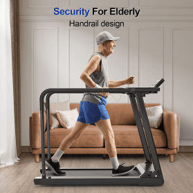 Senior Treadmill Long Armrest Balance (removable) 300 LBS Folding electric treadmill Walking Aerobic Training Large LCD Display 2.5HP Motor Home