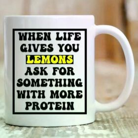 1pc Humorous Gym-Themed Ceramic Coffee Mug - "Ask for More Protein" Quote, Ideal Gift for Fitness Enthusiasts &