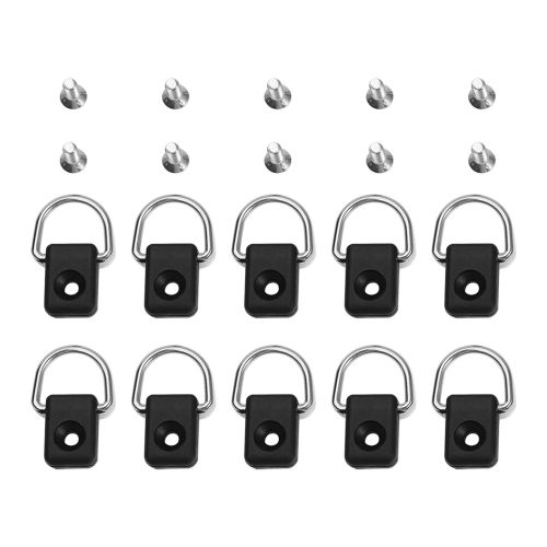 10pcs Black Canoe Kayak Fishing Rigging D Ring With M6 Screws For Bungee Kit Accessory