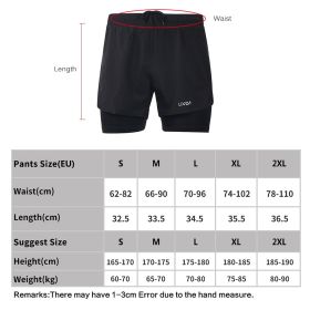 Men's 2-in-1 Running Shorts Quick Drying Breathable Active Training Exercise Jogging Cycle Shorts with Longer Liner (Option: black-S)