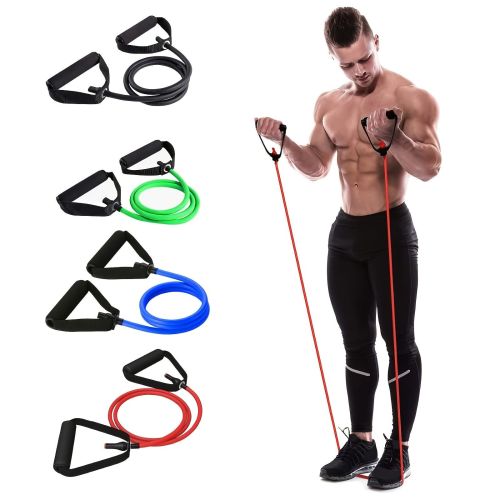 1pc 5 Levels Resistance Bands (suitable Beginner) With Handles Yoga Pull Rope Elastic Fitness Exercise Tube Band For Home Workouts Strength Train