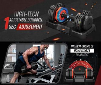 25LB 5 in 1 Single Adjustable Dumbbell Free Dumbbell Weight Adjust with Anti-Slip Metal Handle, Ideal for Full-Body Home Gym Workouts (Color: as Pic)