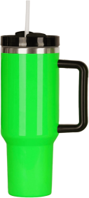 40 oz Tumbler with Handle and Straw Lid, Insulated Stainless Steel Double Wall Spill Proof Water Bottle Travel Mug,Dishwasher Safe (Color: Green)